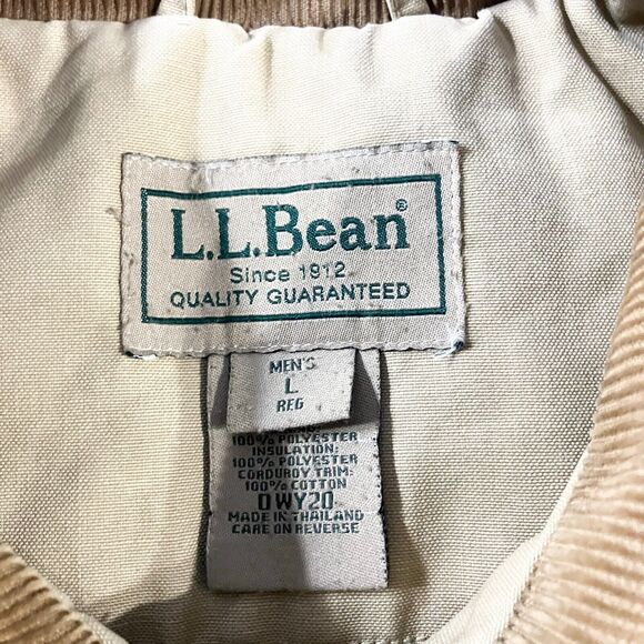 LL Bean Jacket Mens Large Tan Barn Chore Utility‎ Quilted Field Coat Thinsulate - Picture 2 of 12